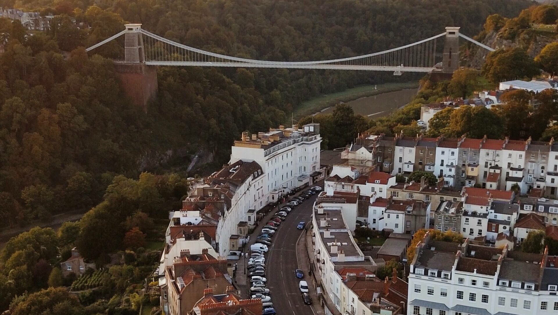 Clifton and Bristol suspension bridge from above
