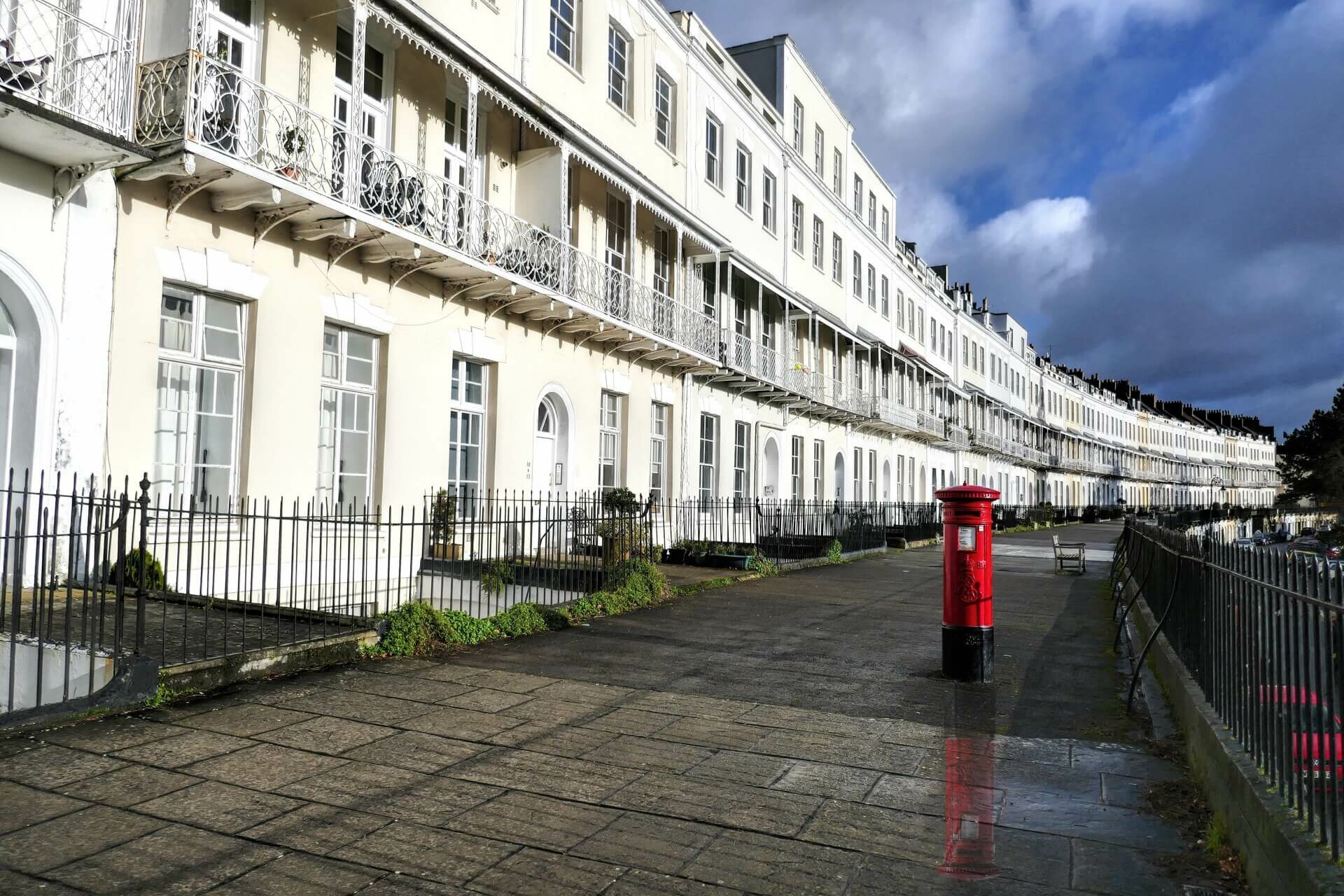 The homes of Royal York Crescent in Clifton, Bristol on a sunny day